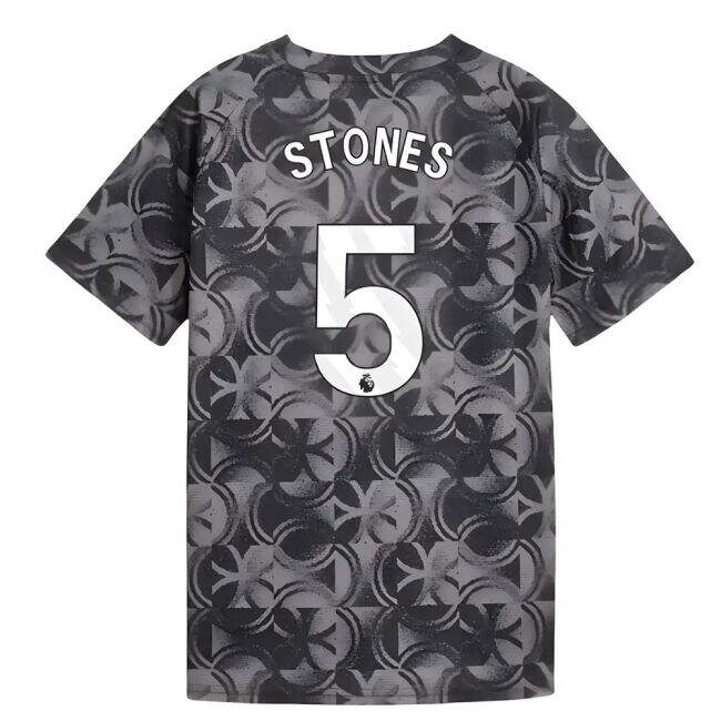 2025-2026 Man City Warm Up Jersey (Black) - Kids (Stones 5)