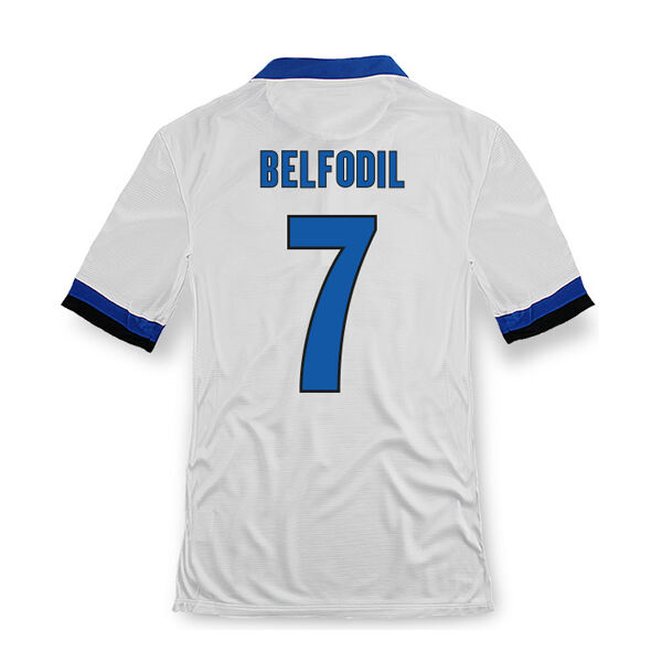 13-14 Inter Milan 7 Belfodil Away White Soccer Jersey Shirt -