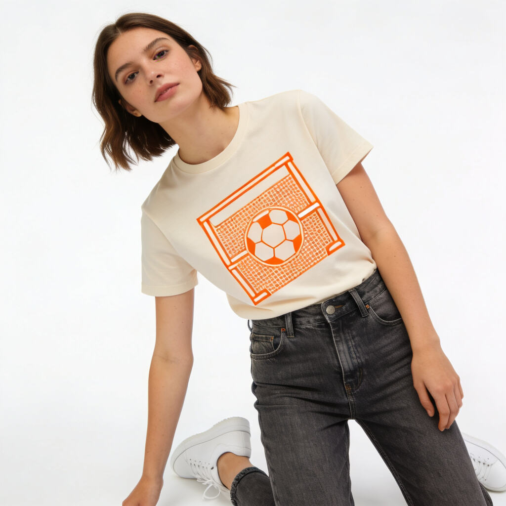 Dutch Design T-Shirt Minimalist geometric pattern in iconic Netherlands orange