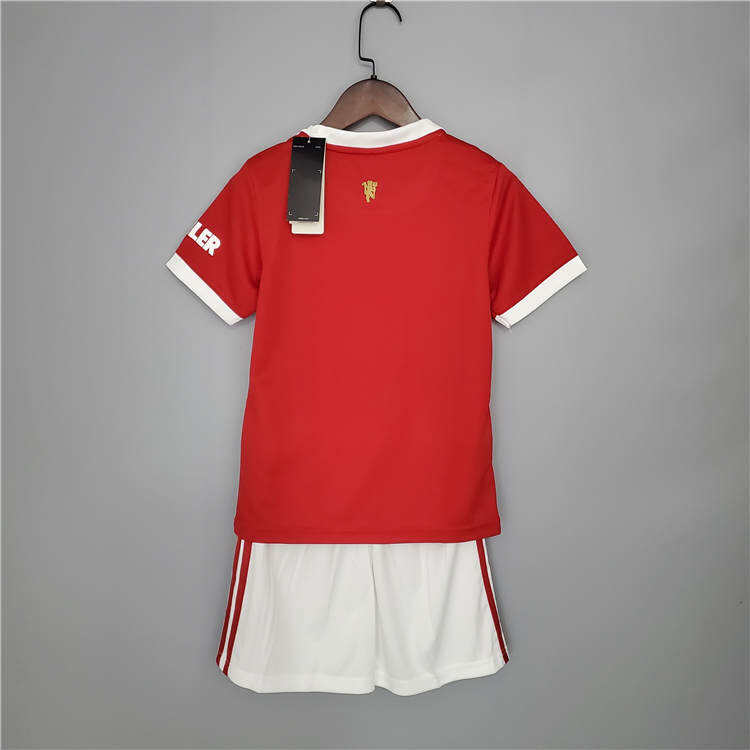 Kids Manchester United 21-22 Home Red Soccer Jersey Football Kit