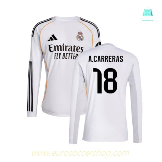 2025-2026 Real Madrid Long Sleeve Home Shirt (A.Carreras 18)