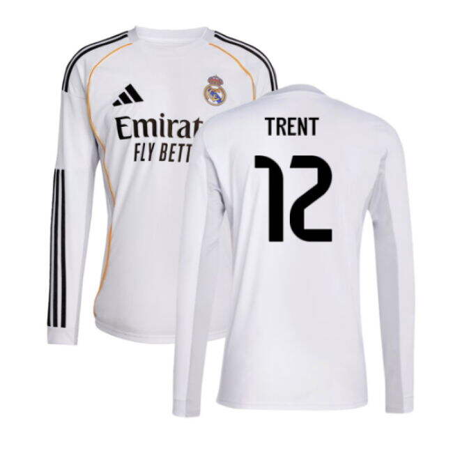 2025-2026 Real Madrid Long Sleeve Home Shirt (Trent 12)