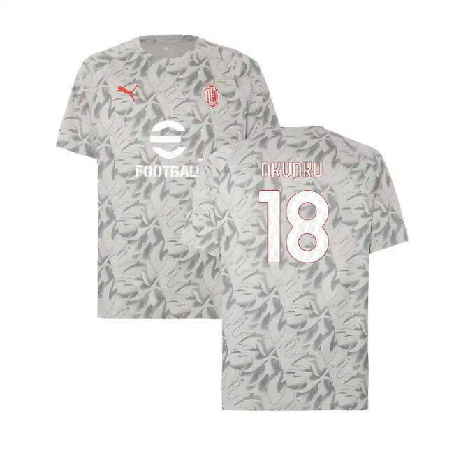 Acm Ac Milan Warm Up Jersey Smokey Gray Nkunku #18 Elite Performan...