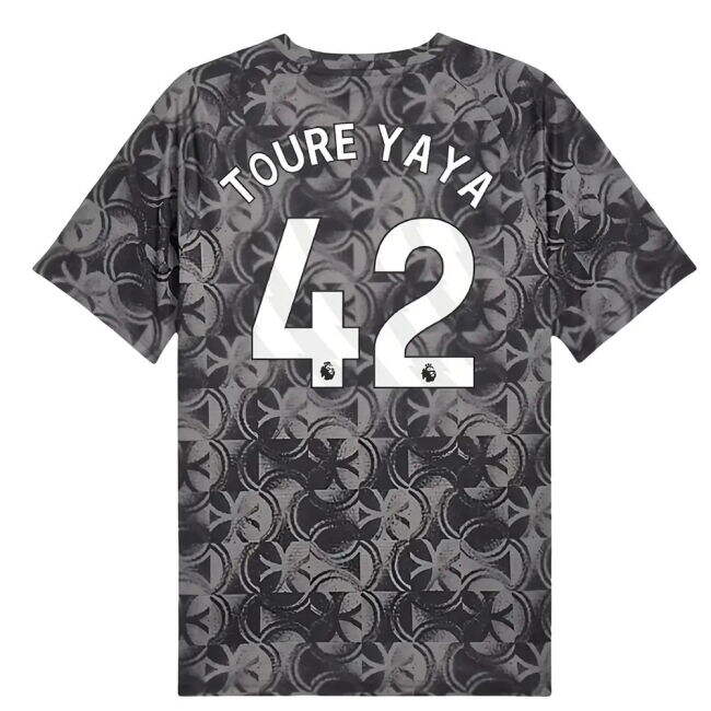 2025-2026 Man City Warm Up Jersey (Black) (Toure Yaya 42) - high qu...