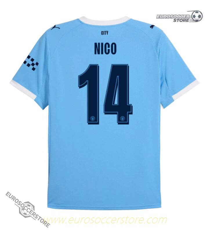 Nico's 14号 Manchester City Home Jersey for the 25-26 UCL Season