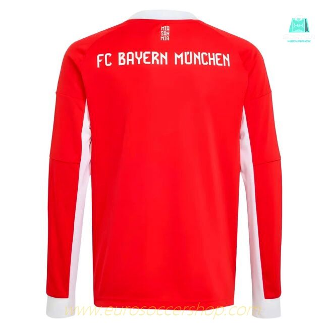 2025-2026 Bayern Munich Long Sleeve Home Shirt (Kids) (Lewandowski 9)