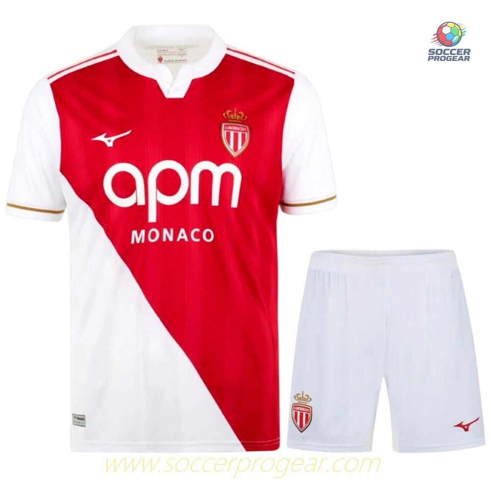 AS Monaco Home Kids Editionren's Jersey Set Soccer Football Shirt 2025/26 Collection