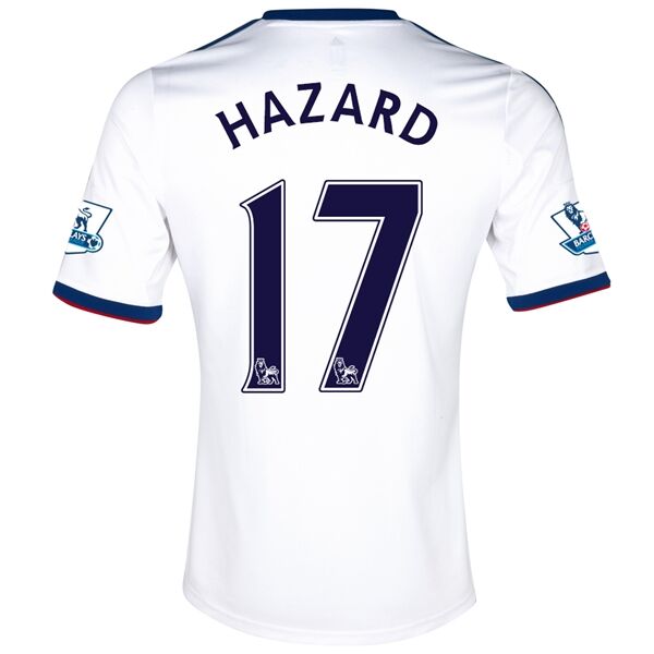13-14 Chelsea 17 HAZARD White Away Soccer Jersey Shirt - Official