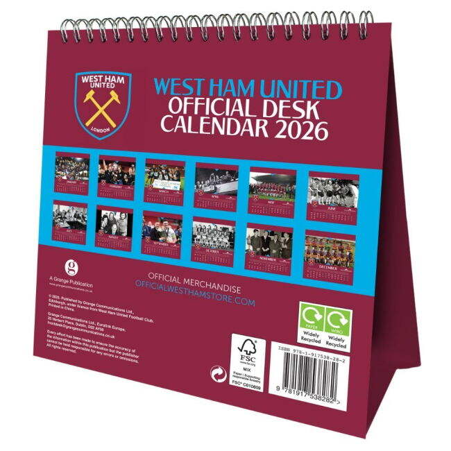 Calendar 2026 Match Worn Style West Ham Pro Appearance Home Elite Kit