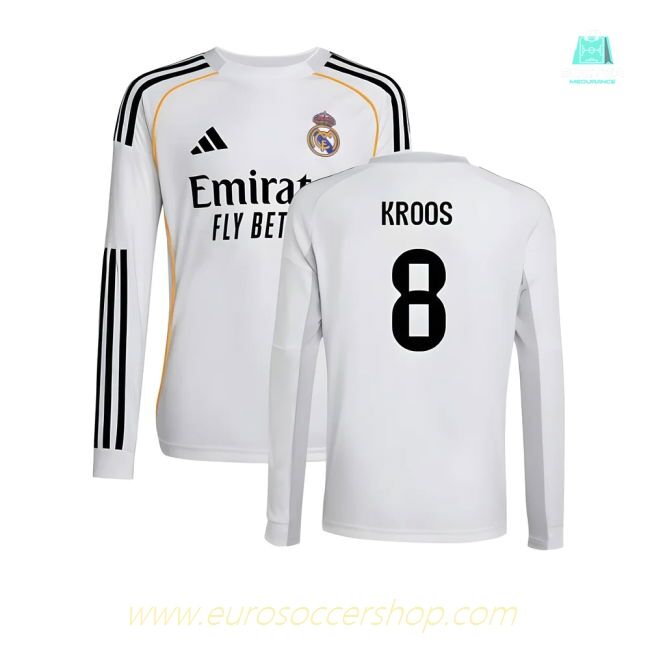 2025-2026 Real Madrid Long Sleeve Home Shirt (Kids) (Kroos 8)