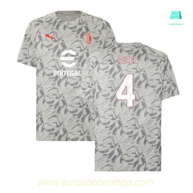 2025-2026 AC Milan Warm Up Jersey (Smokey Gray) (Ricci 4)