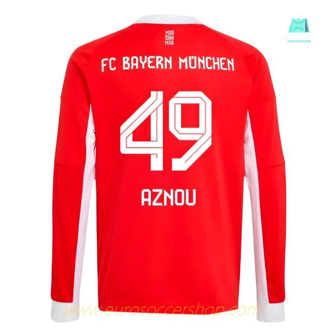 2025-2026 Bayern Munich Long Sleeve Home Shirt (Kids) (Aznou 49)