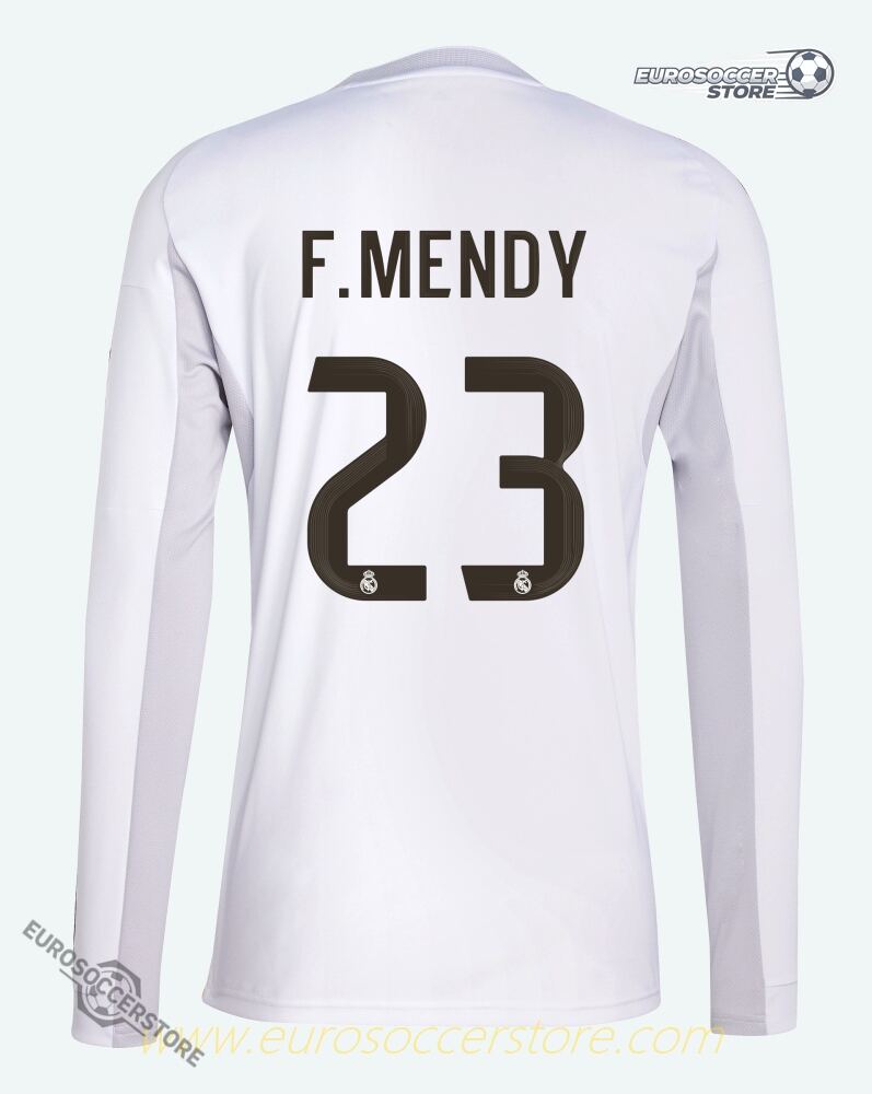 Real Madrid 25-26 Home Long Sleeve Jersey Featuring F. Mendy #23