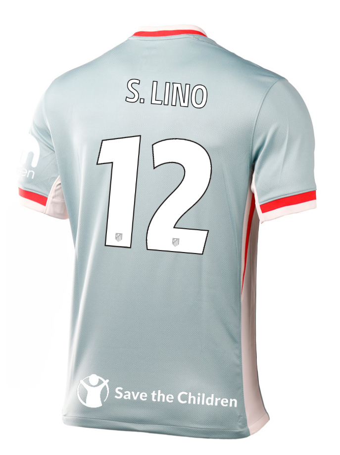 Atletico Madrid's 24-25 Champions League Away Jersey featuring S. LINO with the number 12