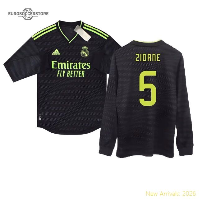 2022-2023 Real Madrid Authentic Long Sleeve Third Jersey (zidane 5)