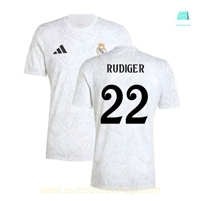2024-2025 Real Madrid Pre-Match Shirt (White) (Rudiger 22)
