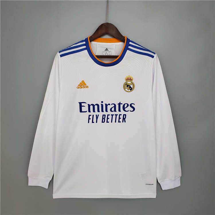 Real Madrid 21-22 Home White Soccer Jersey Football Shirt Long Sleeve