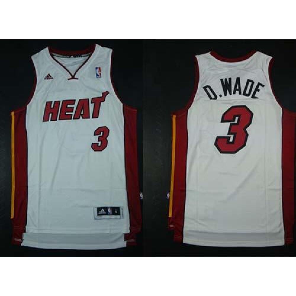 Heat #3 Dwyane Wade White Nickname D.WADE Stitched NBA Jersey