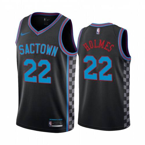 SAC #22 Richaun Holmes Official 2020 City NBA Jersey - Black Swingman