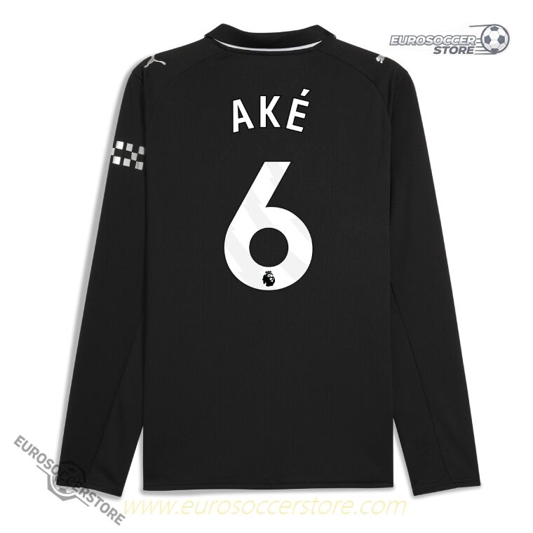 Manchester City 25-26 Season Away Long Sleeve Jersey with AKÉ 6 Printing