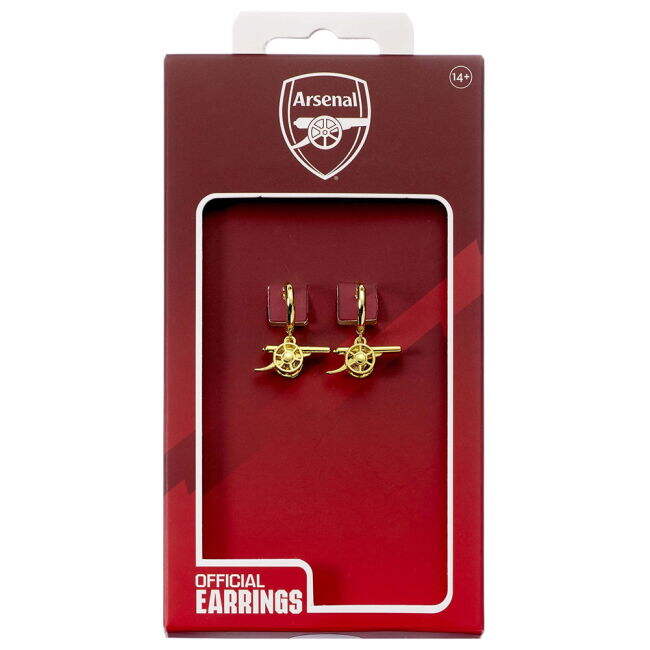 Arsenal FC Gold Finish Cannon Hoop Earrings - premium
