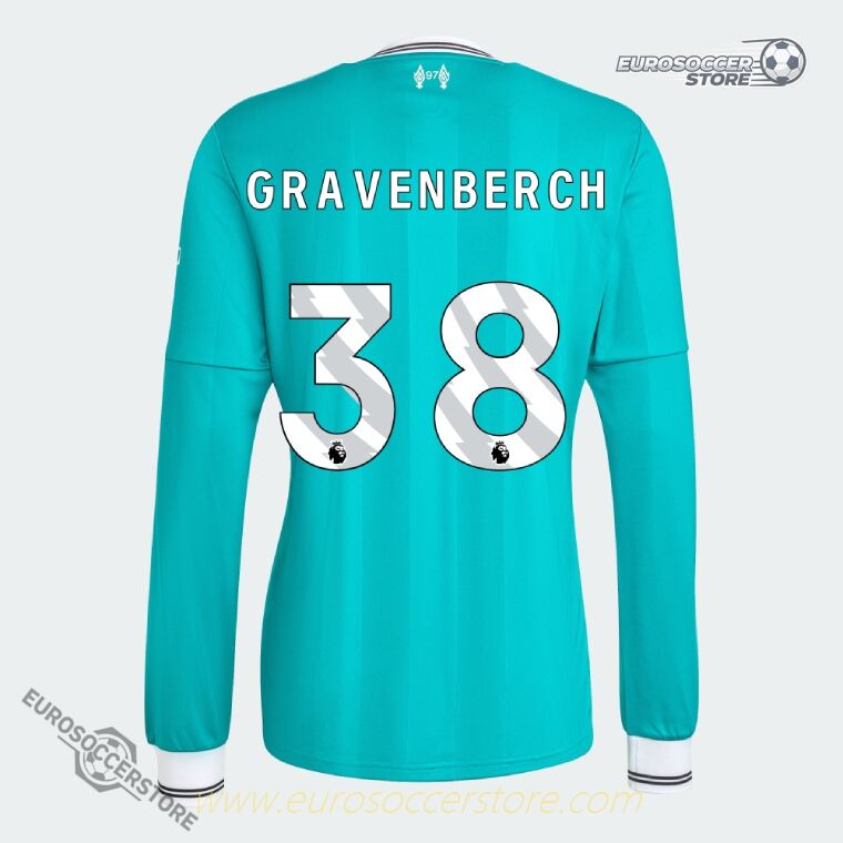 Gravenberch 38 Liverpool 25-26 Third Long Sleeve Football Jersey