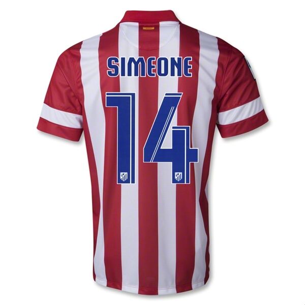13-14 Atletico Madrid 14 SIMEONE Home Soccer Jersey Shirt - Official