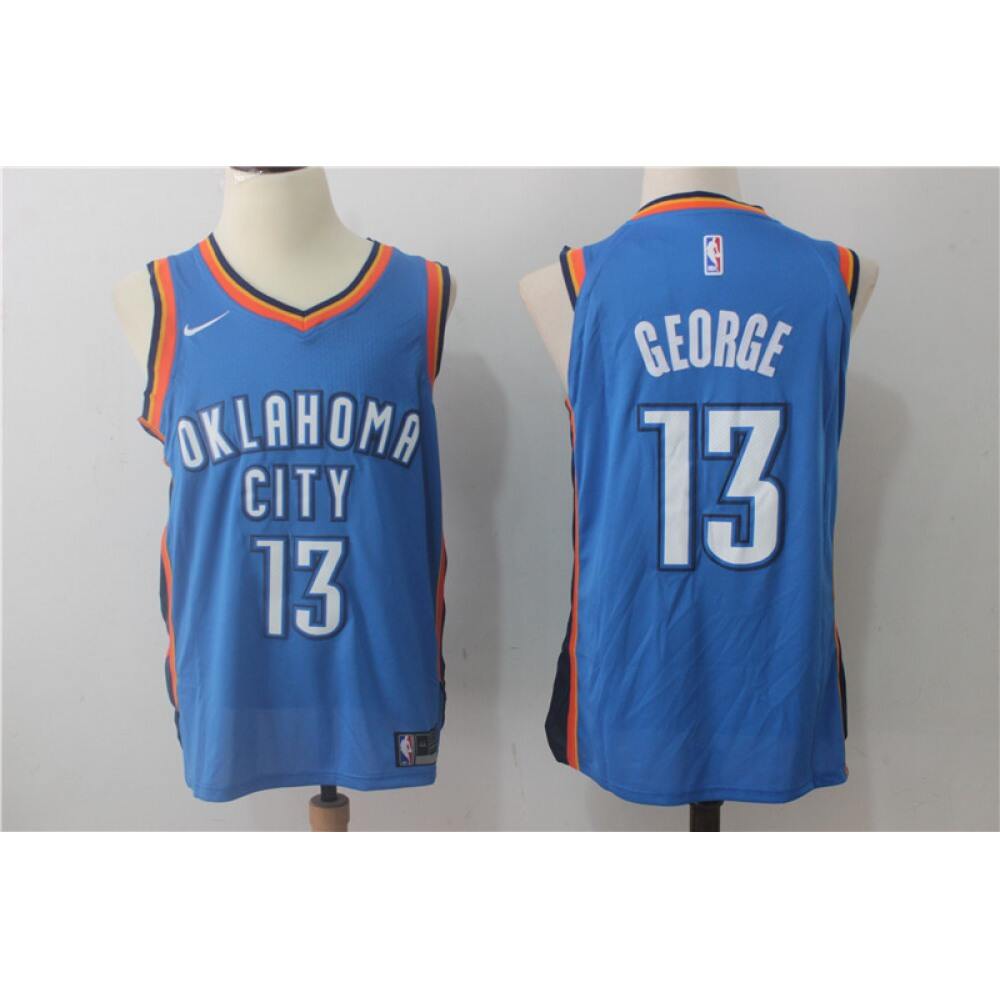 Men's Oklahoma City Thunder #13 Paul George Blue Stitched NBA Jersey
