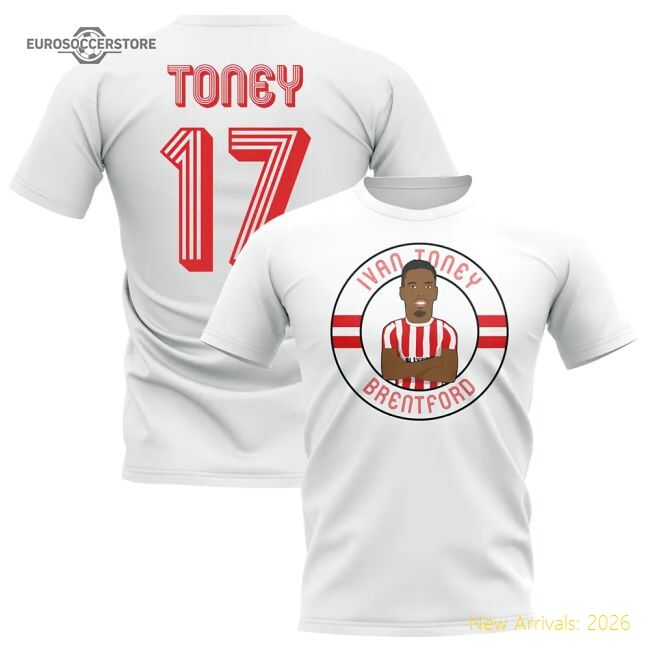Top-grade Ivan Toney Brentford Illustration T-shirt (white)