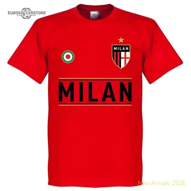 Ac Milan Team Casual Tee - Red - Match Quality - Official Design