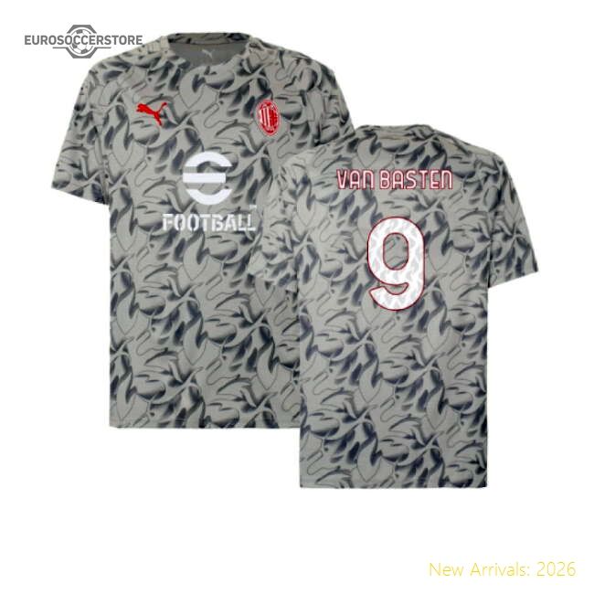 2025-2026 Ac Milan Warm Up Football Jersey (smokey Gray) (van Baste