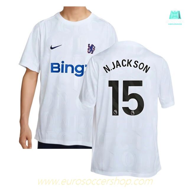 2025-2026 Chelsea Academy Pro Pre-Match Football Top (White) (N.Jackson 15)