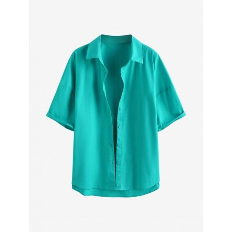 Drop Shoulder Button Up Shirt ND5054