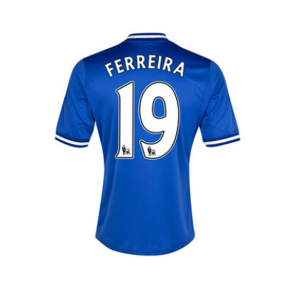 13-14 Chelsea 19 Ferreira Blue Home Soccer Jersey Shirt - Official