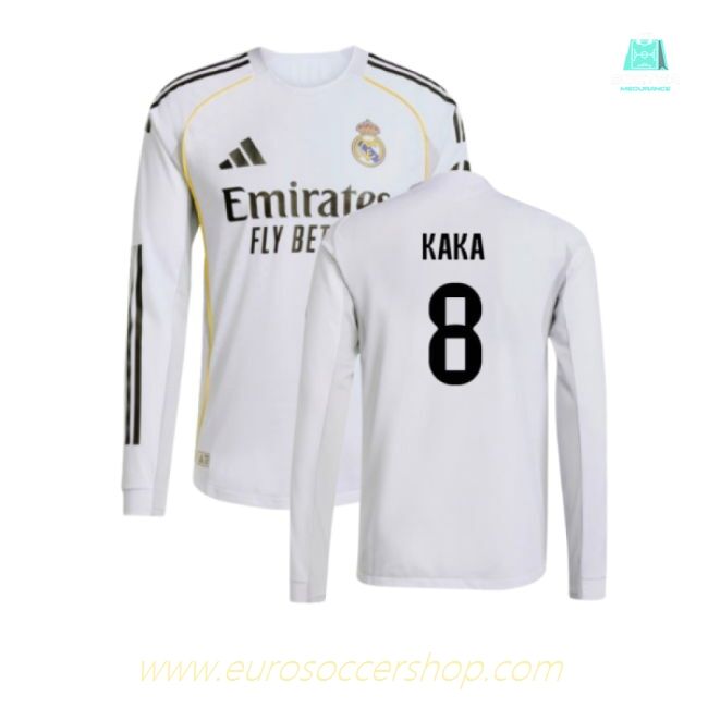 2025-2026 Real Madrid Authentic Long Sleeve Home Shirt (Kaka 8)