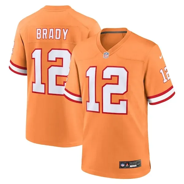 None Tom Brady Game Jersey - Orange | NFL Player Jersey | NFL Football