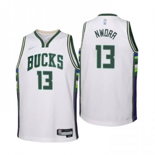 Milwaukee Milwaukee Bucks #13 Jordan Nwora Youth Nike White 2021/22 Swingman Jersey ¨C City Edition Youth