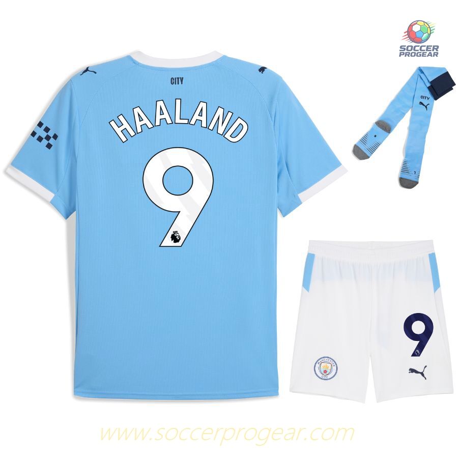 Manchester City Home Child Kit Shirt 2025/26 Collection Haaland