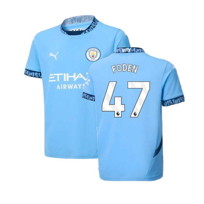 2024-2025 Man City Soccer Jerseys Home Jersey (Kids) #94