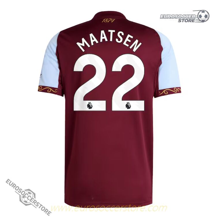 Aston Villa 25-26 Home Version MAATSEN Number 22 Football Jersey