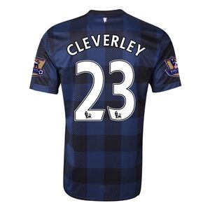 13-14 Manchester United 23 CLEVERLEY Away Black Jersey Shirt -