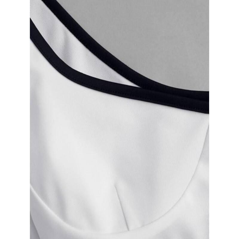 Contrast Piping Corset Style Crop Tee BW5211