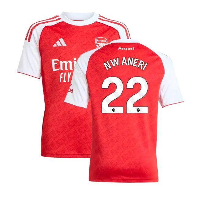 Arsenal Official Home Football Shirt 2025-20 Nwaneri 22 L M S Kids