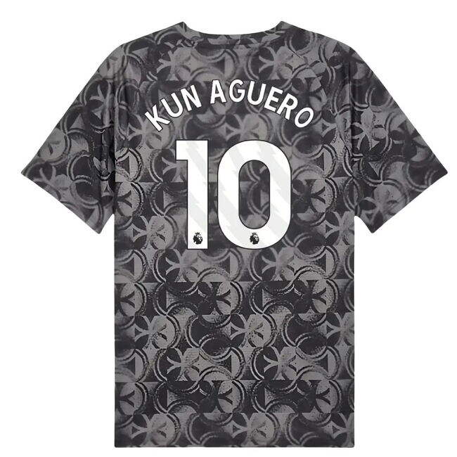 Football Man City Warm Up Jersey Black Kun Aguero #10 Top Tier Com...
