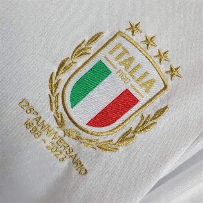 Kids Italy 2023 125th Anniversary White Football Kit ShirtShorts -