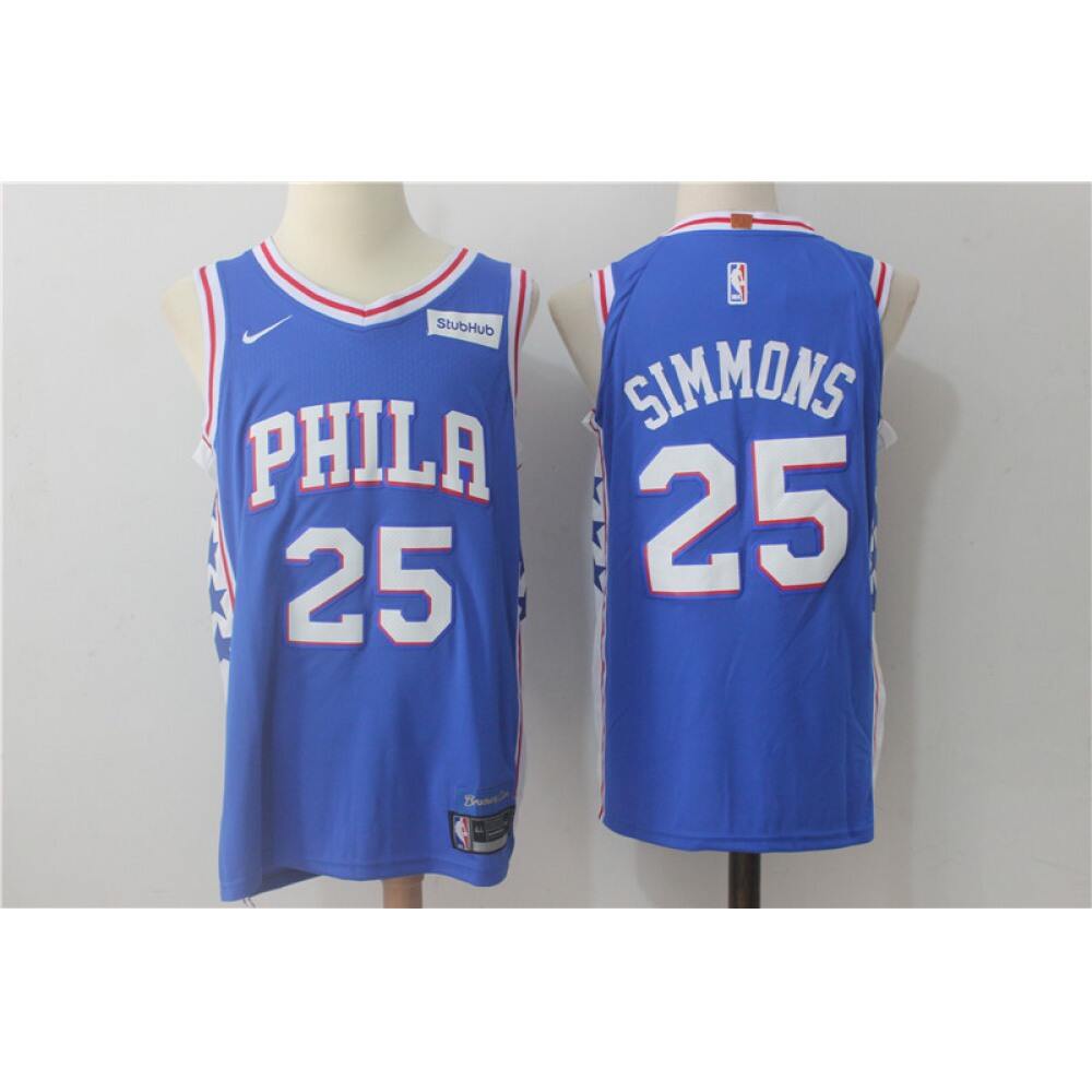 Men's Philadelphia 76ers #25 Ben Simmons Blue Stitched NBA Jersey