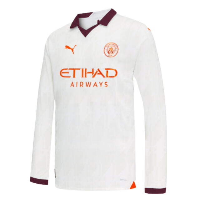 2023-2024 Man City Long Sleeve Away Shirt (Kids) (RODRIGO 16)