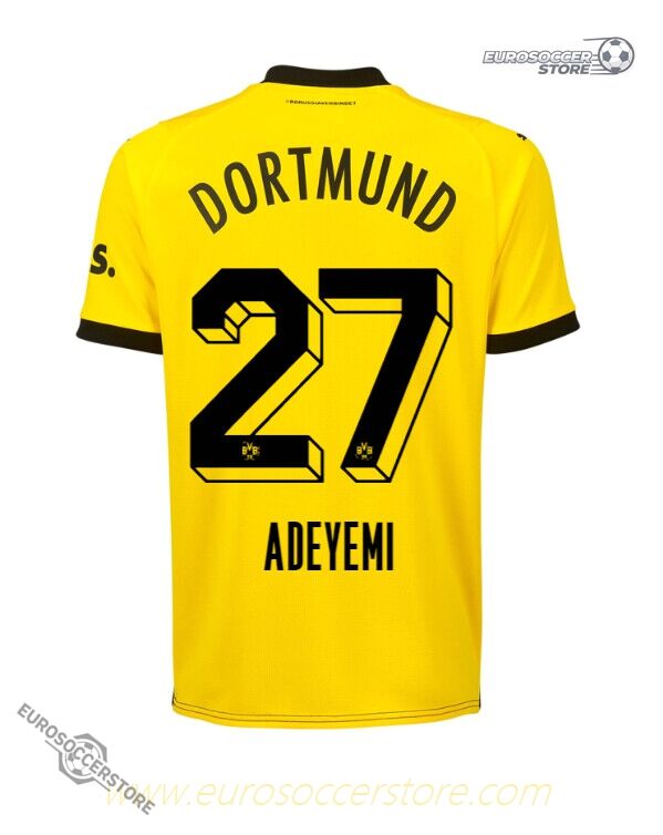 23-24 Season Borussia Dortmund Home Jersey with Adeyemi's Name and Number 27