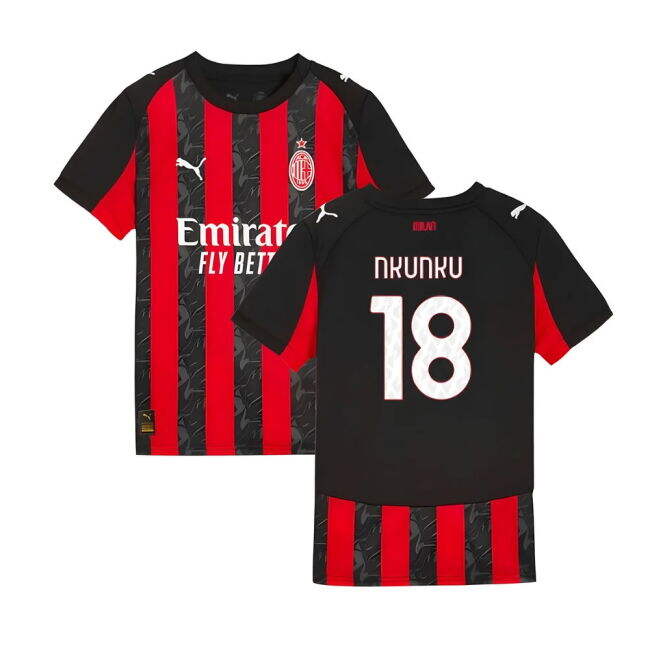 2025-2026 AC Milan Home Shirt (Kids) (Nkunku 18)