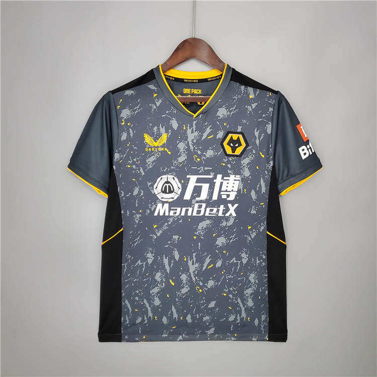 Wolverhampton Wanderers 21-22 Away Black Soccer Jerseys Football